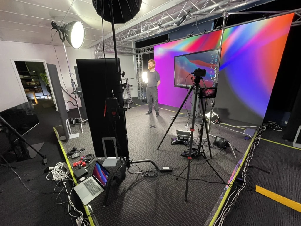 Wide shot of the studio space